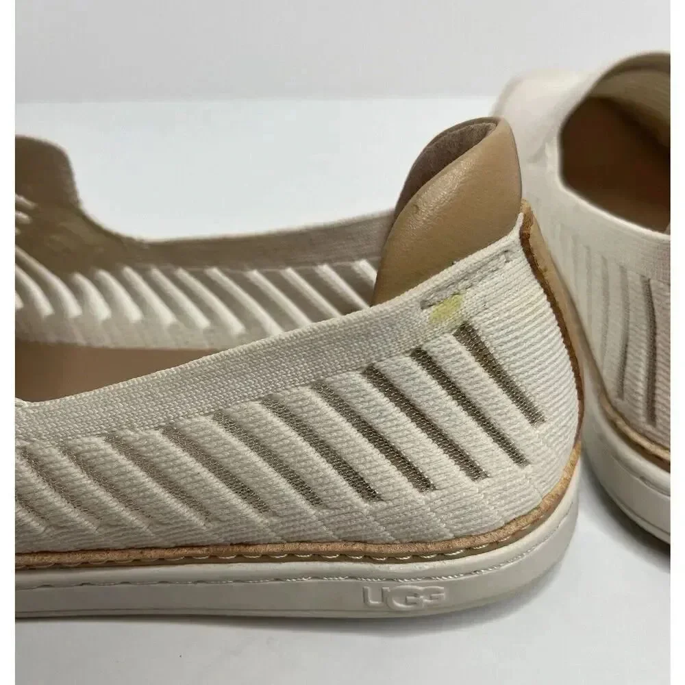 UGG Sammy Breeze Women's Size 9 Ivory Beige Rib Knit Sheer‎ Slide On Sneaker